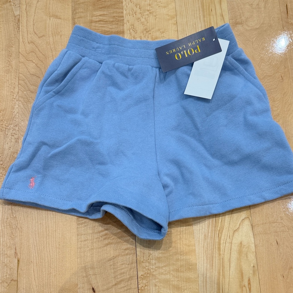 Girls Polo by Ralph Lauren Pastel Blue Shorts with Pink Polo Pony